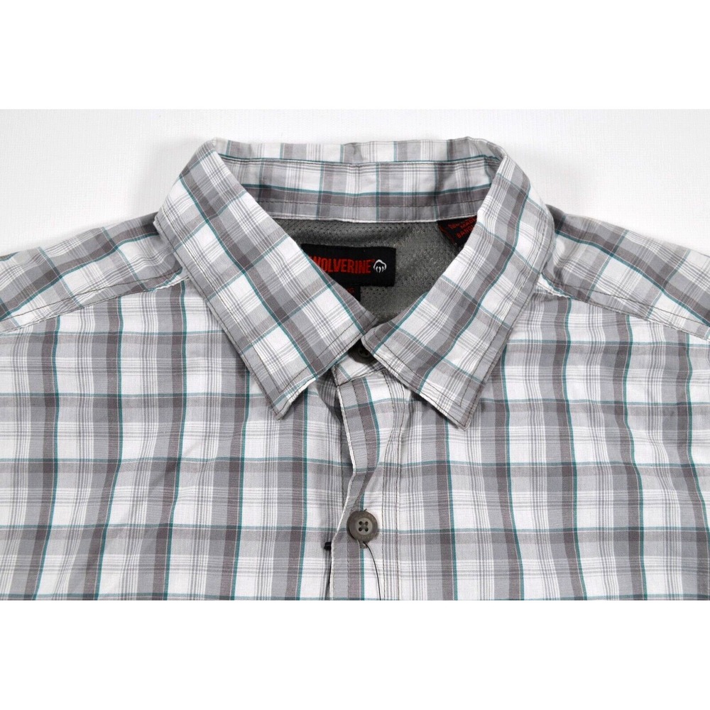Wolverine Pentwater Plaid Shirt Men's Size L Gray‎ & White Plaid Short Sleeve